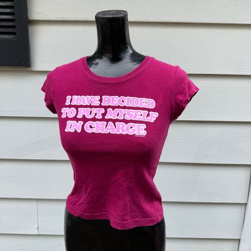 Y2K Graphic Baby Tee Pink “I Have Decided To Put Myself In Charge” Top Shirt